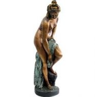 Naked lady holdign cloth bronze sculpture